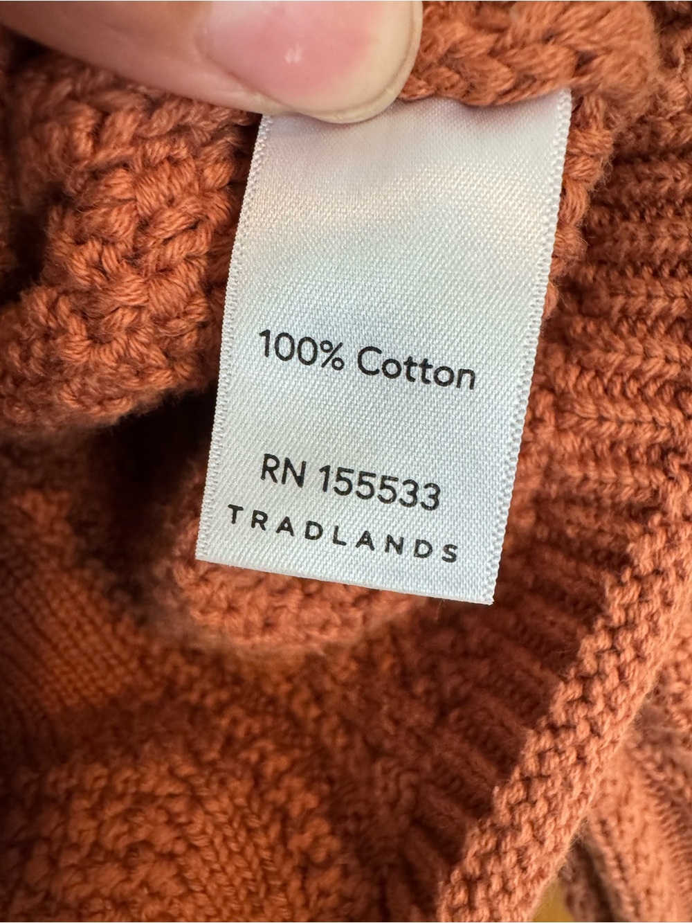 Tradlands Women’s Medium 100% Cotton Cable Knit Sweater Burnt Orange Crewneck EU - Picture 4 of 5